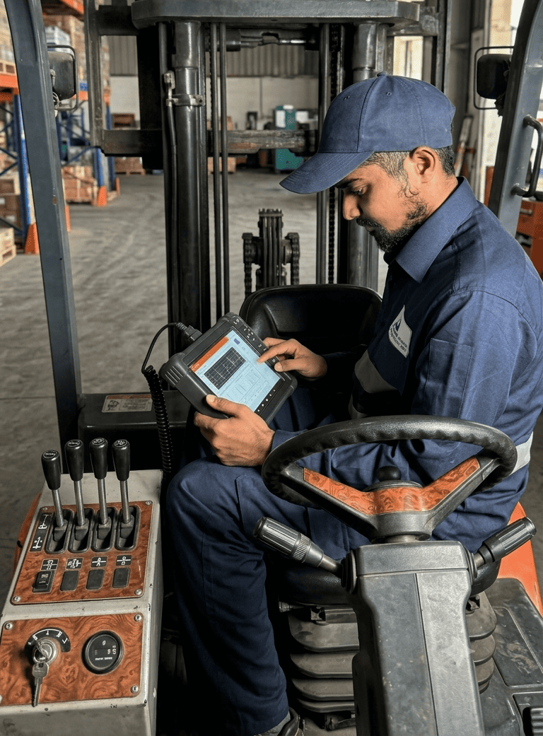 Diagnostic check in forklift